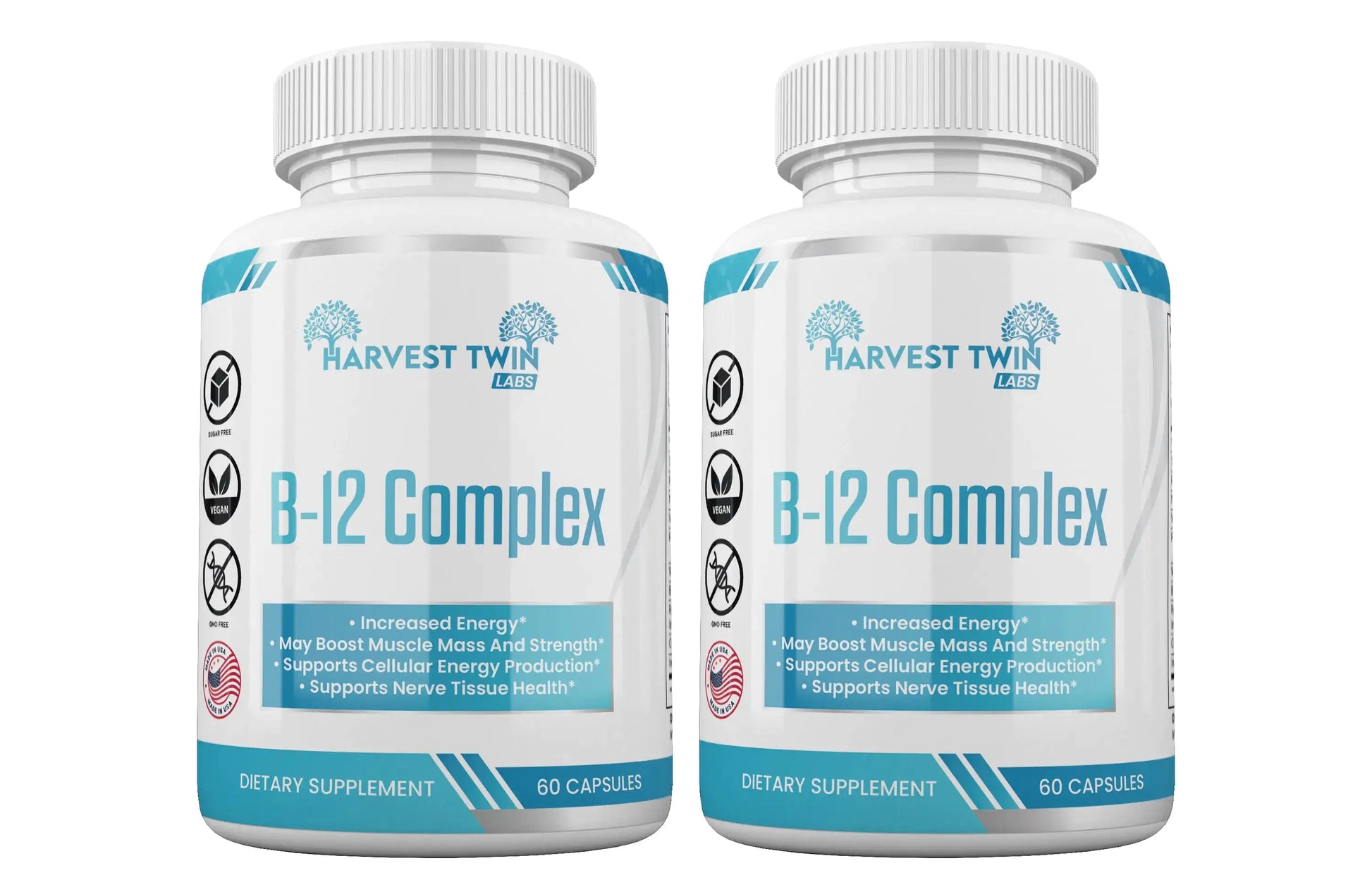 Harvest Twin Labs B-12 Complex Vitamin Supplement for Energy and Vitality, 60 Capsules, Supports Cellular Energy Production